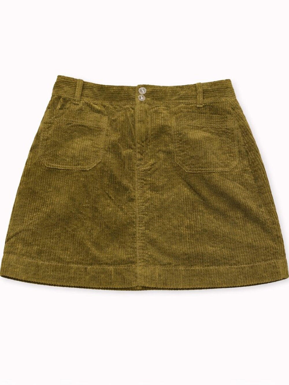 Madewell Olive Corduroy Mini Skirt with Front Pockets, Size 12